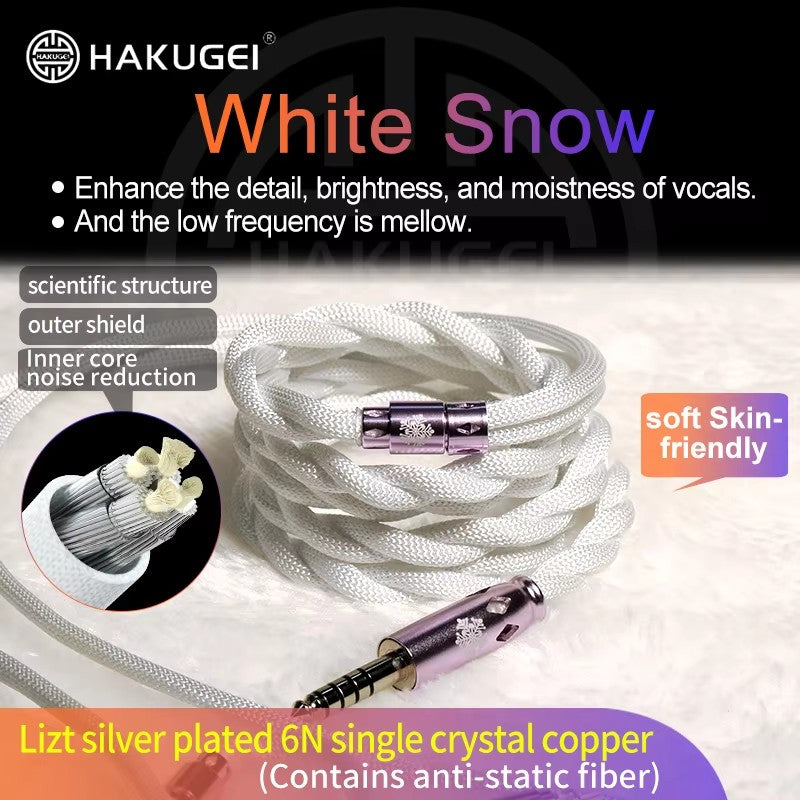 HAKUGEI Shirayuki Liz 6N OCC Silver-Plated HiFi Earphone Cable – DIY Upgrade for White3.5/A2DC