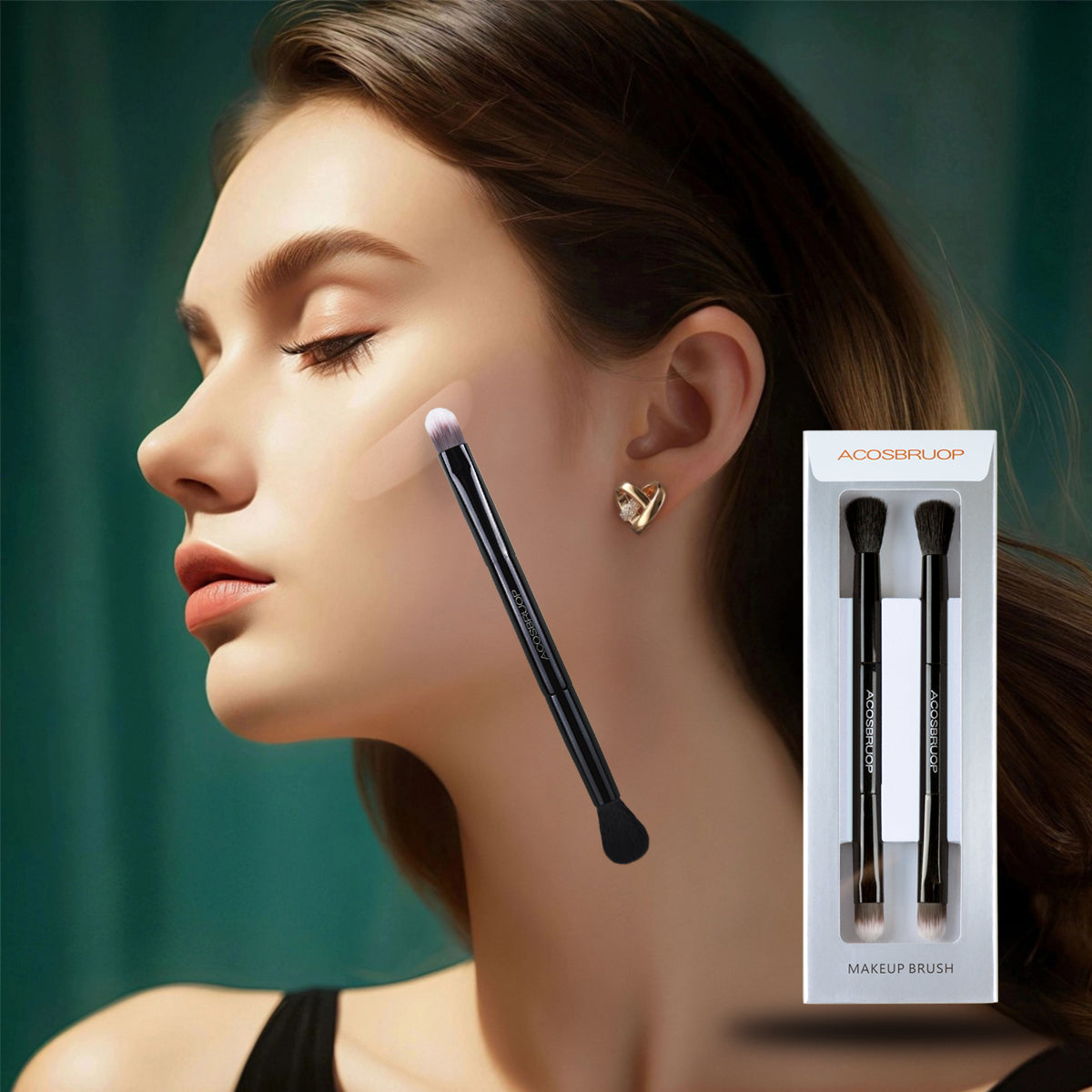 Two double-ended eyeshadow makeup brushes-X004