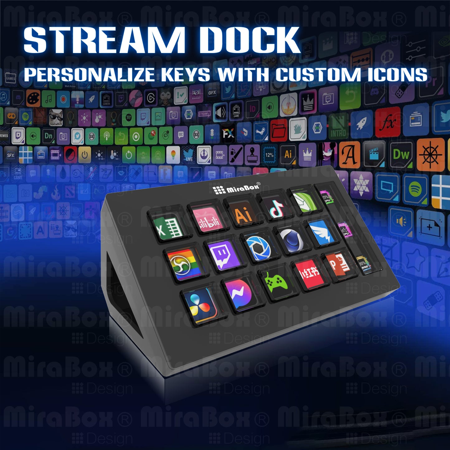 Stream Dock personaize keys with custom icons-STHSV293S-B