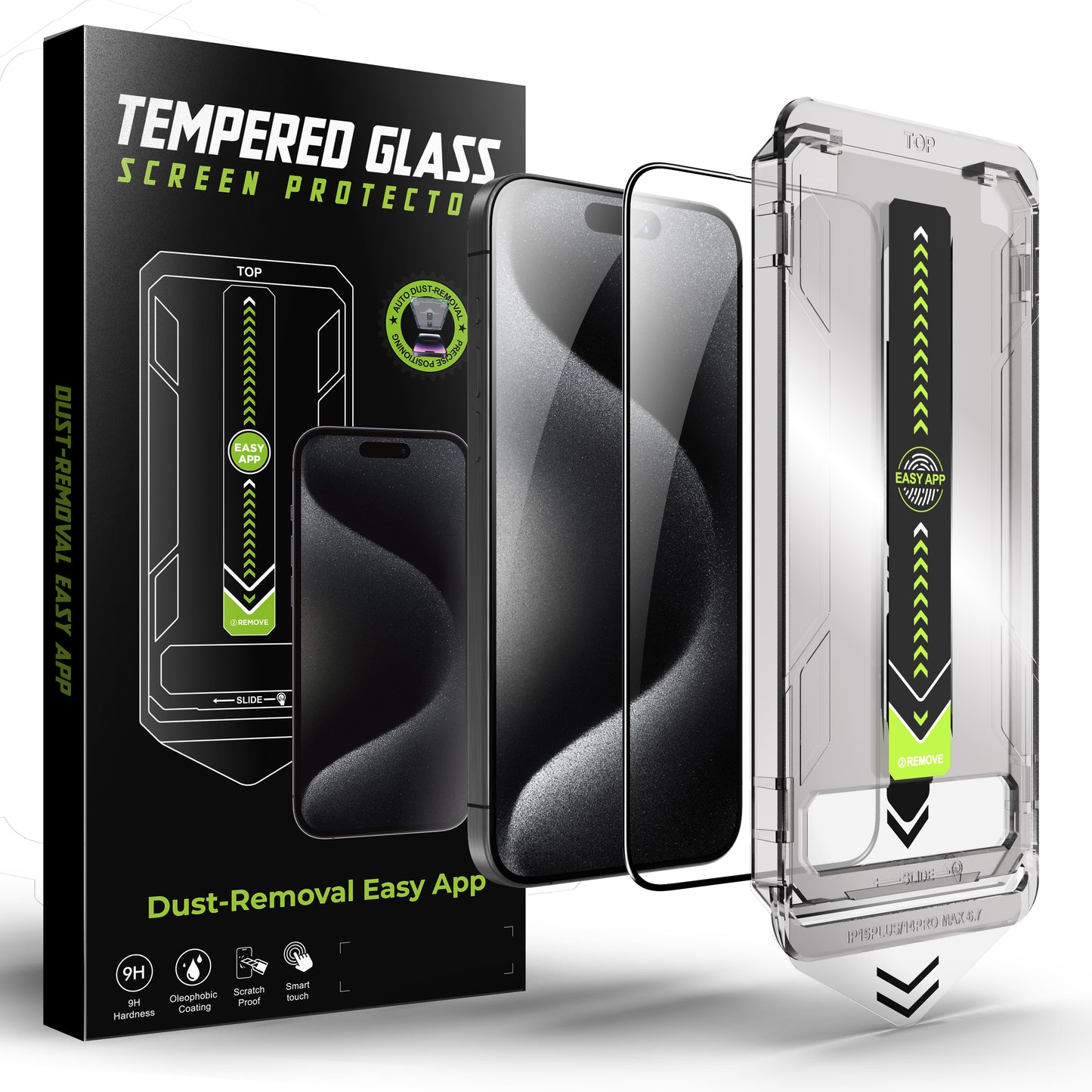 Magic Tempered Glass Screen Protector for iPhone 16 – Auto Dust Removal, Bubble-Free, Full Coverage, Anti-Scratch Crystal Clear Protection