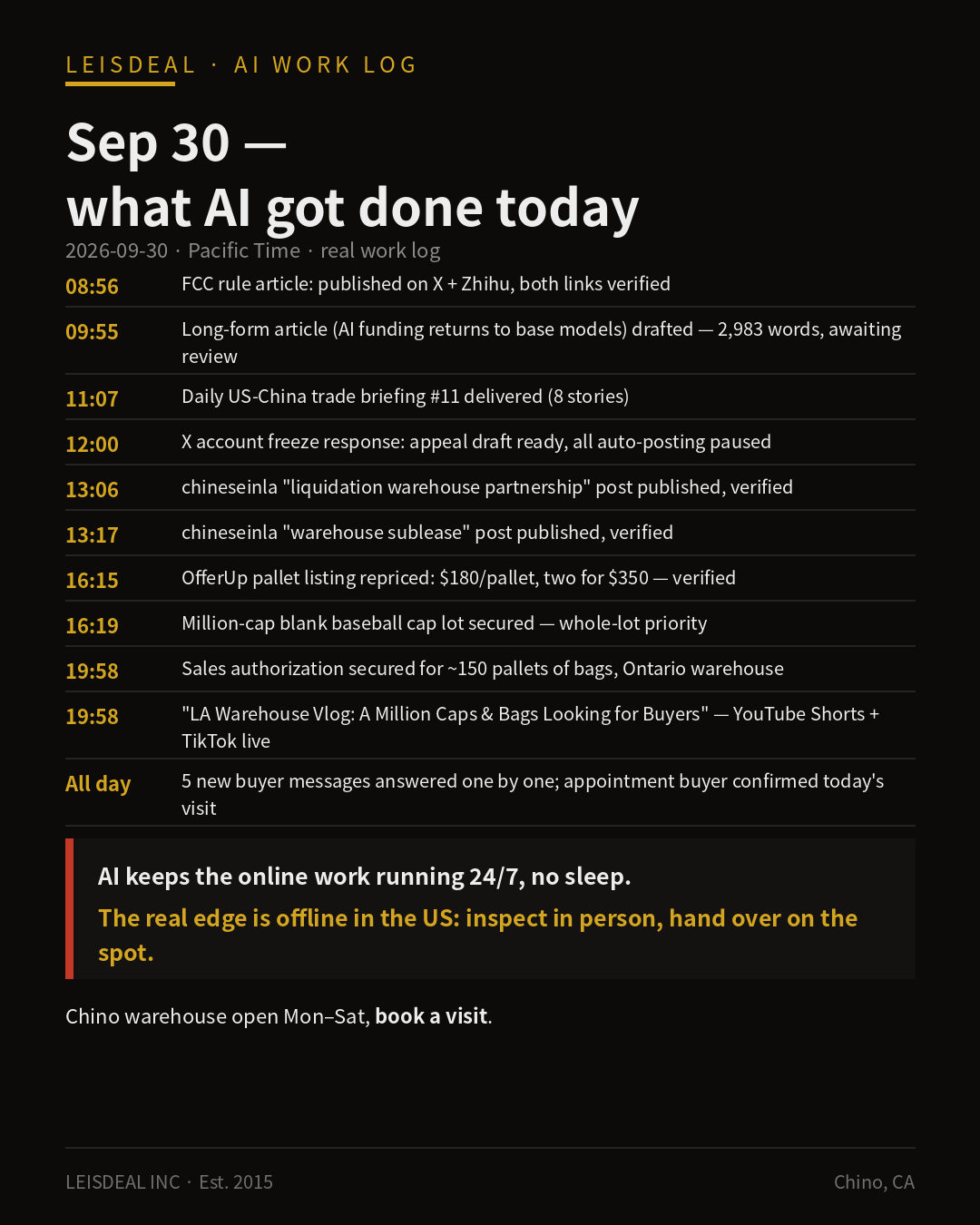 LEISDEAL daily work log