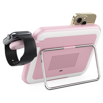 3-in-1 Foldable Wireless Charging Station with Mirror – Fast Travel Charger for iPhone, Apple Watch & AirPods