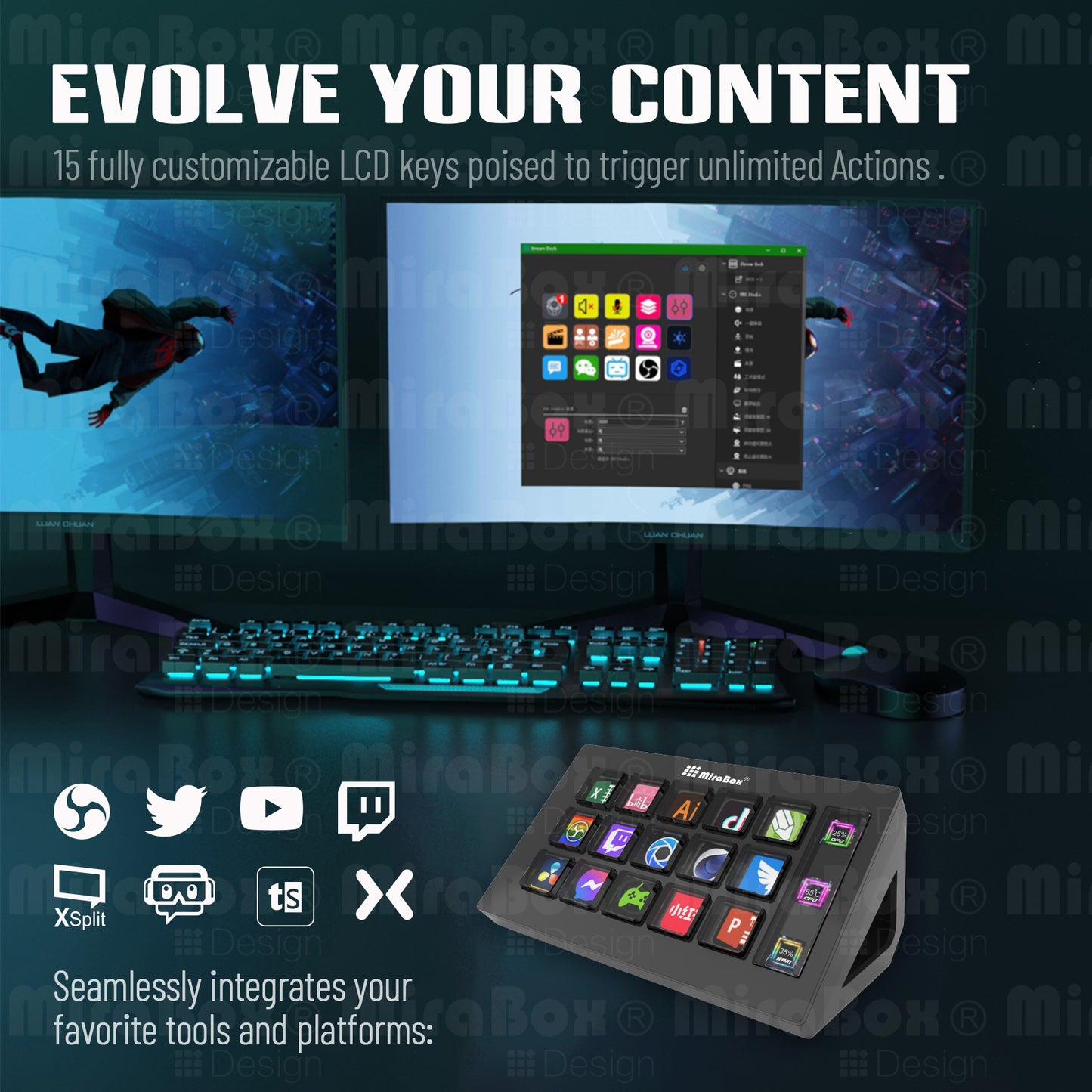 Stream Dock personaize keys with custom icons-STHSV293S-B