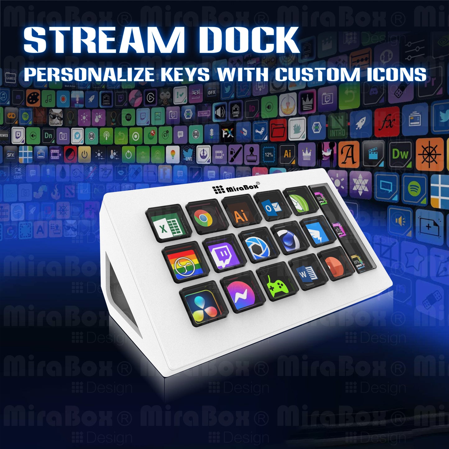 Stream Dock personaize keys with custom icons-STHSV293S-W