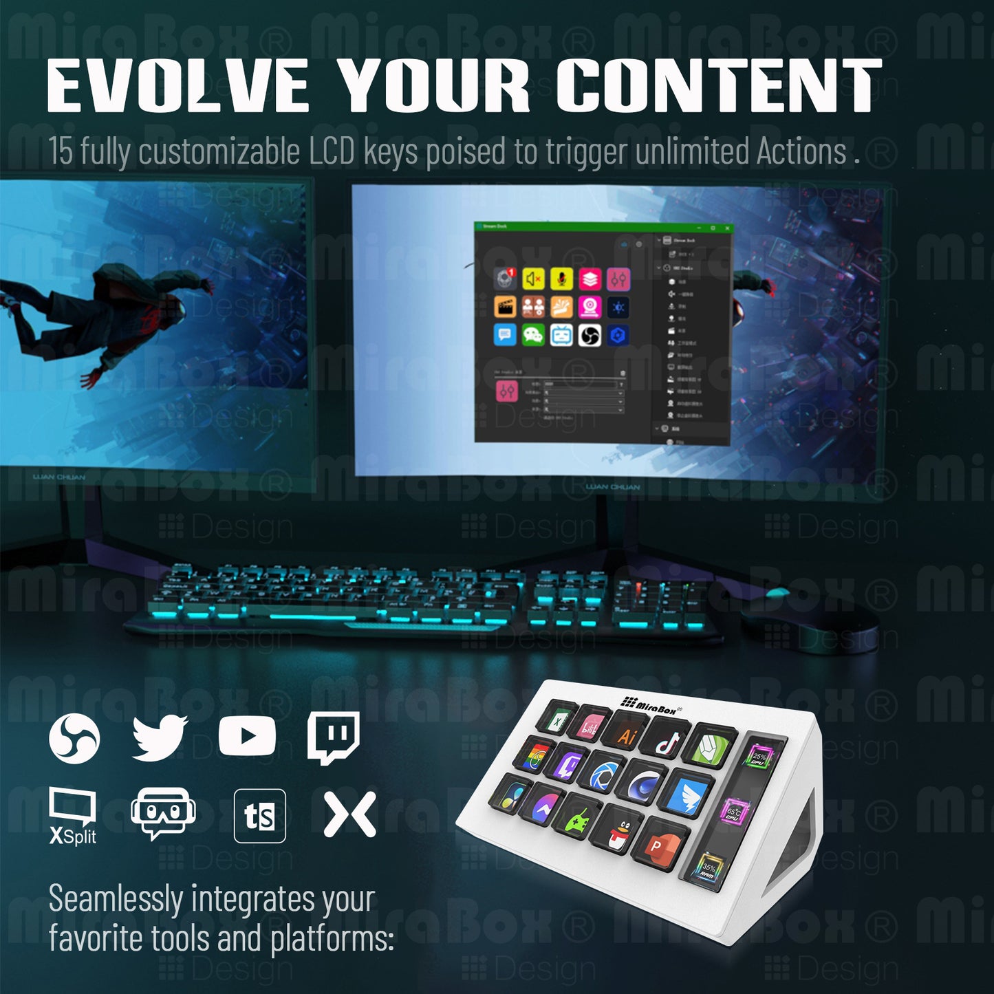 Stream Dock personaize keys with custom icons-STHSV293S-W