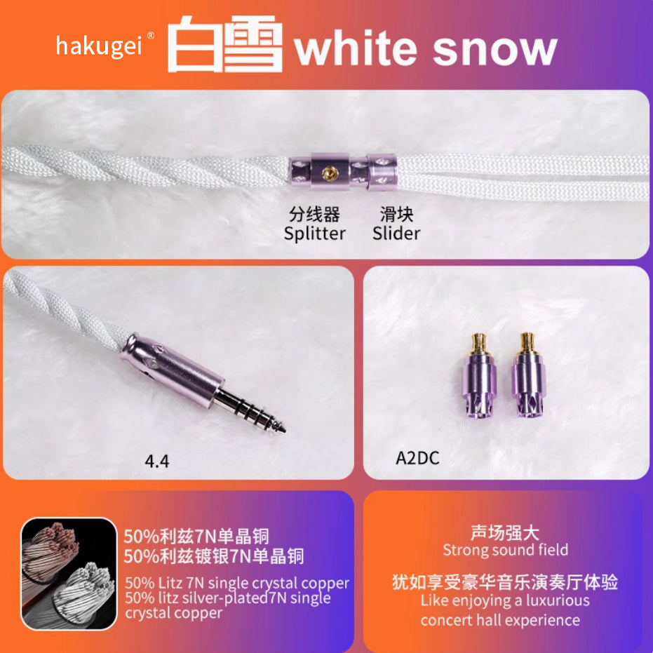 HAKUGEI Shirayuki Liz 6N OCC Silver-Plated HiFi Earphone Cable – DIY Upgrade for  White4.4/A2DC