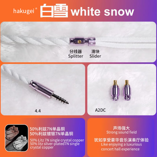 HAKUGEI Shirayuki Liz 6N OCC Silver-Plated HiFi Earphone Cable – DIY Upgrade for  White4.4/A2DC
