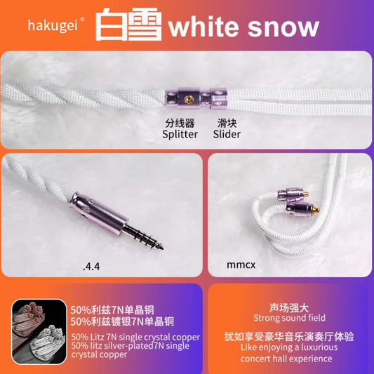 HAKUGEI Shirayuki Liz 6N OCC Silver-Plated HiFi Earphone Cable – DIY Upgrade for  White4.4/mmcx