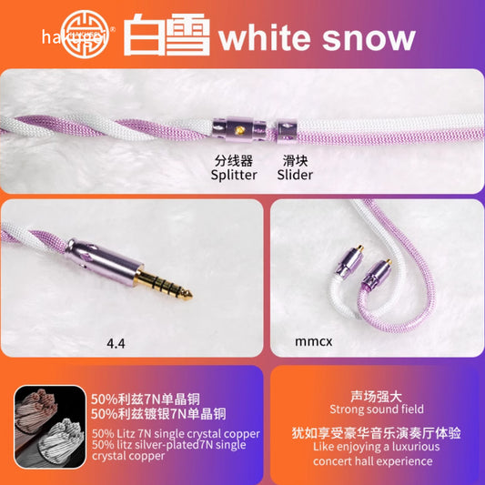 HAKUGEI Shirayuki Liz 6N OCC Silver-Plated HiFi Earphone Cable – DIY Upgrade for White purple4.4/mmcx